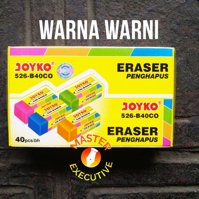 [Pak - 40 Buah] Joyko Penghapus Kecil / Rubber Eraser 40 Bh - Putih Hitam Mix - Mix