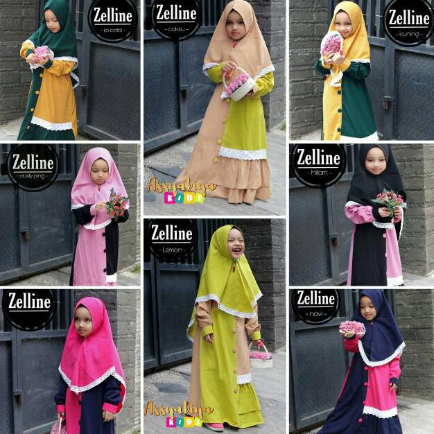 RESTOCK Gamis anak Zelline dress ori Assyabiya|gamis anak set khimar|n2.hijab.store