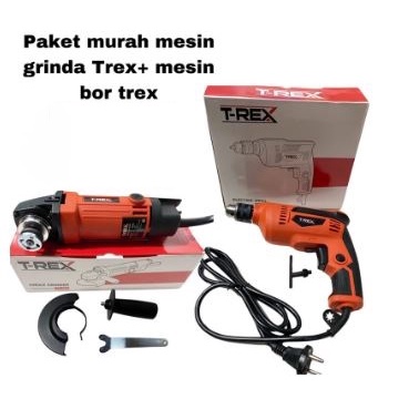 Murah 2 ITEM Bor gerinda Tangan KOPER + MATA - PAKET POWER TOOL Mesin Gerinda 4Inch dan Bor Tangan 10mm besi kayu Variable speed