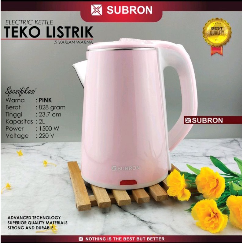 SUBRON Teko Termos Listrik kettle electrik kettle pink 2 liter