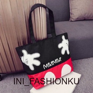 TAS TOTEBAG WANITA KEKINIAN - MOTIF MICKYMINI MODEREN LUCU BISA COD