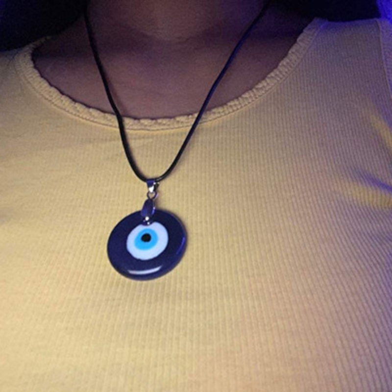Siy Kalung Tali Kulit Liontin Evil Eye Biru Turki Bahan Resin Untuk Priawanita
