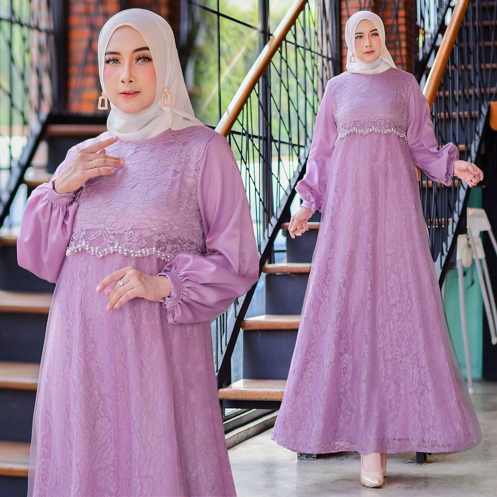 Luiza Gamis Brukat Tile Seragam Pesta Kondangan Mewah Wanita Remaja Dewasa Premium