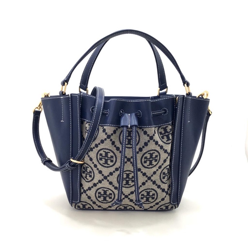 TB T Monogram Jacquard Drawstring Shoulder Bag