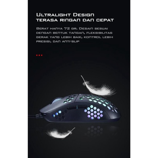 Mouse Game GAMEN GM710 6400 DPI Macro Ultralight Gaming Mouse 72 gram