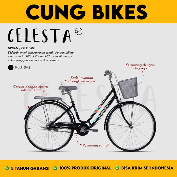 SEPEDA KERANJANG CTB MINI 24 26 INCH GENIO CELESTA untuk ANAK sampai DEWASA