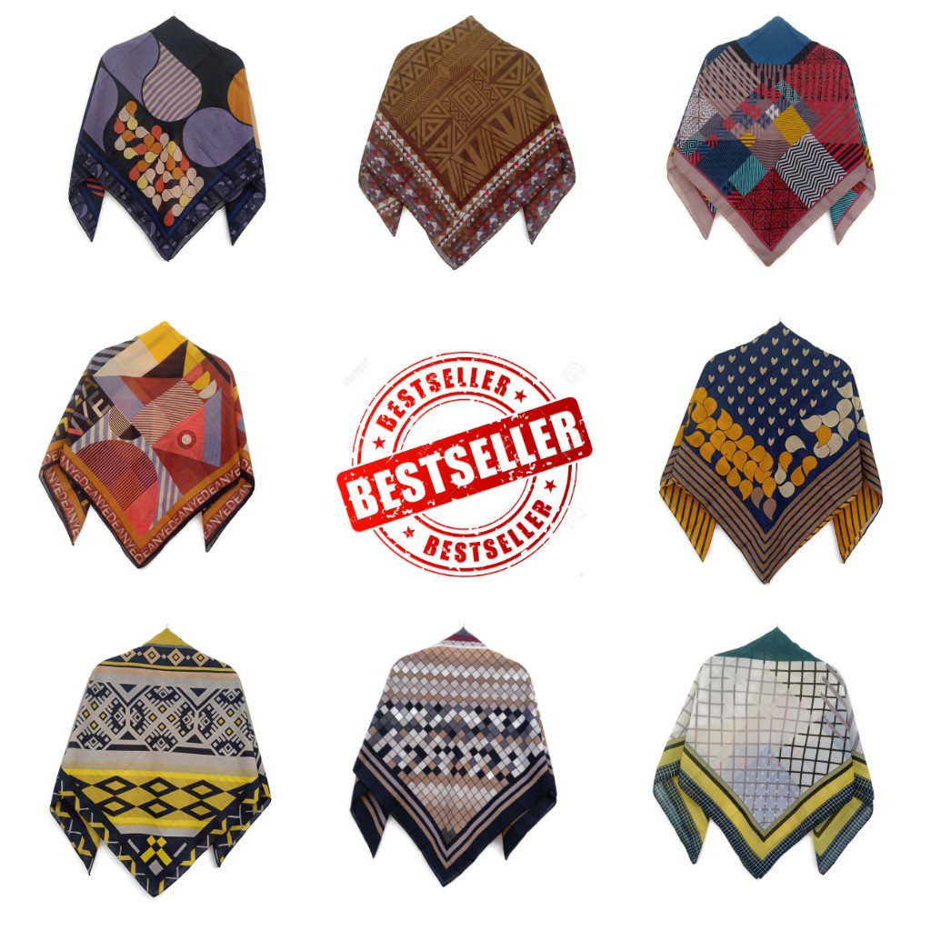 DENAY KW HIJAB SEGI EMPAT TERBARU JILBAB DENAY KW TERBARU MURAH VOAL MOTIF BUTTON  - BV SERIES PT 2