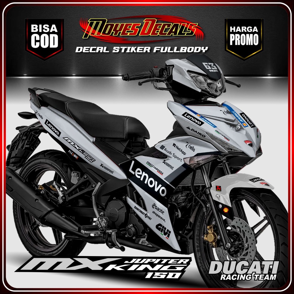 Decal Stiker NEW MX KING Ducati White Silver Type 02