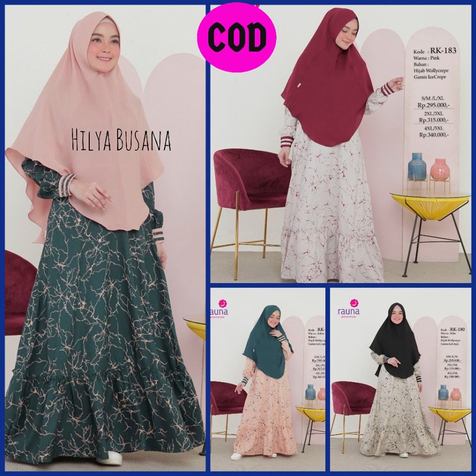 Gamis Rauna Set Jilbab / RK - 180, 181, 182 , 183 / Fashion Muslim