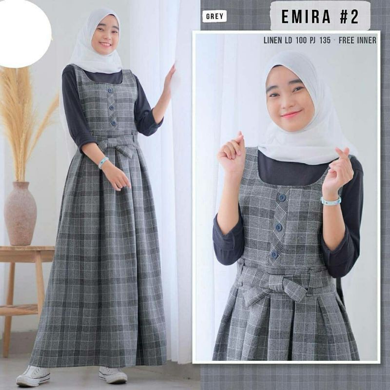 CB - Emira Set Overall + Iner - Overall Dress - Baju Muslim Anak - Baju Muslim Remaja - Overall Set