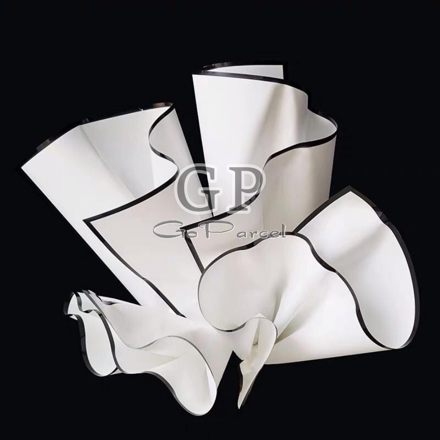 ( 5 Lembar ) MONOCHROME COLOR - FLOWER WRAPPING PAPER BLACK &amp; WHITE HITAM PUTIH MONOCHROME KOREAN PLASTIC CELLOPHANE KERTAS BUNGA FLORIST