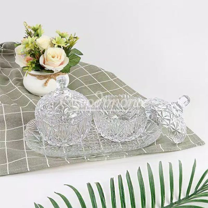 Toples Kristal Bulat Set / Candy Jar / Toples Kaca / Toples Capodimonte