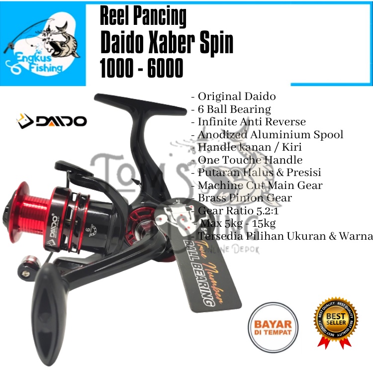 Reel Pancing Daido Xaber Spin 1000 - 6000 (6 Bearing) Alumunium Murah Berkualitas - Engkus Fishing