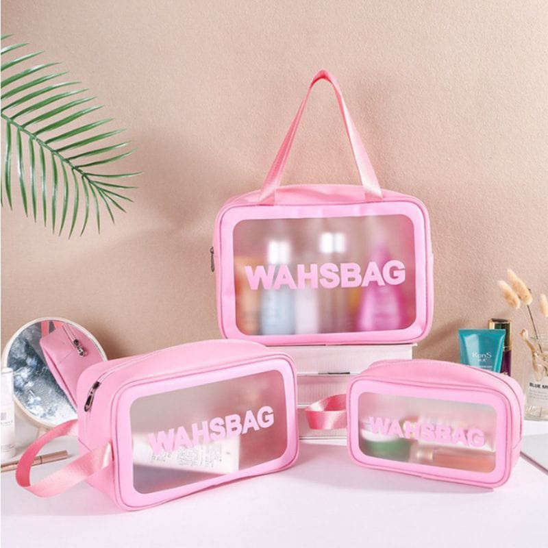 TASBLUE Tas Kosmetik Plastik Portable Model Transparan Bahan Plastik Untuk Travel Anti Air T20 PerjalananPortabel Keluar  Tas Kosmetik Berkapasitas Besar  Tas Penyimpanan Perlengkapan Mandi Tahan Air