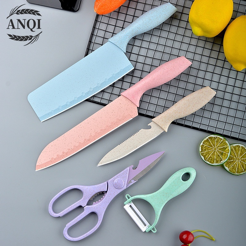 ANQI1888 Pisau Dapur Set isi 6pcs Kitchen Knife Set Multicolor Knife Set Gift Premium 6in 1 VS-1817