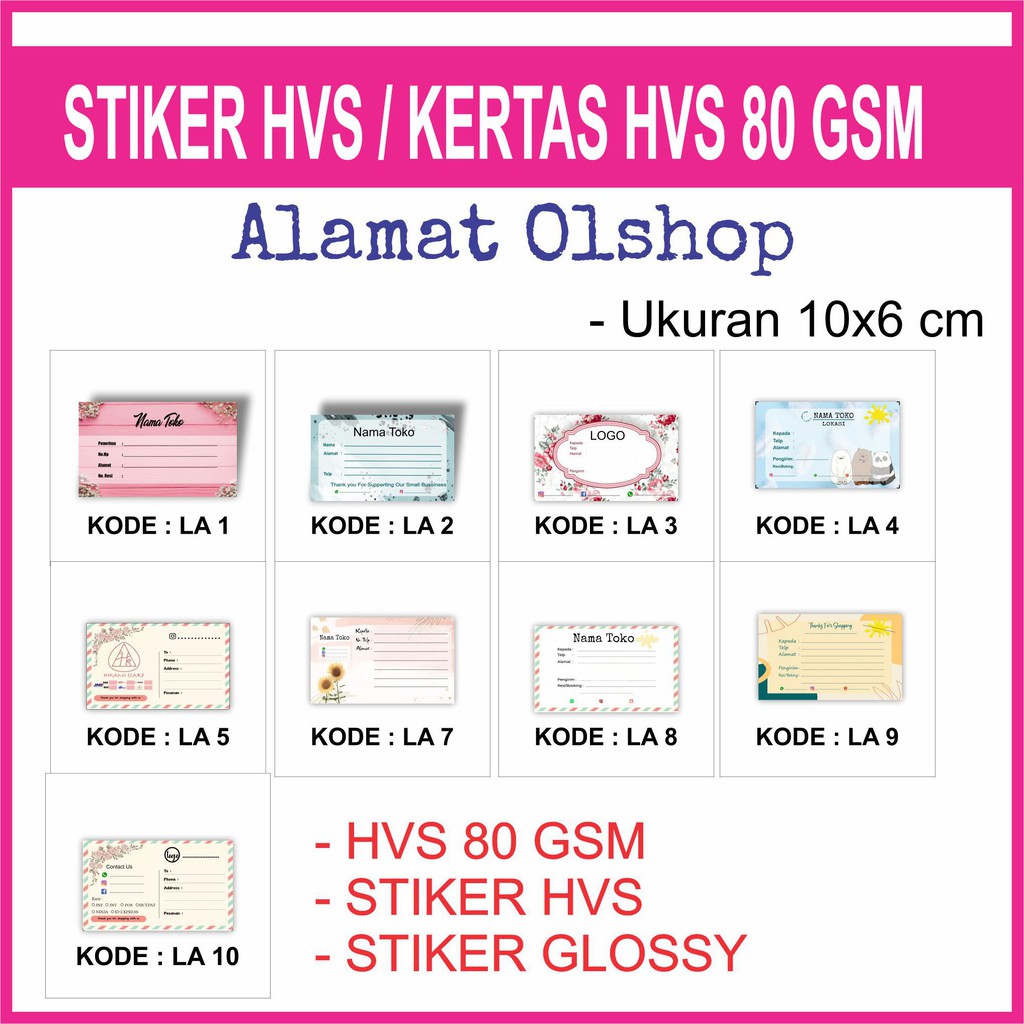 

Stiker Label Alamat Olshop / Non stiker / Stiker HVS 80gsm murah lebay