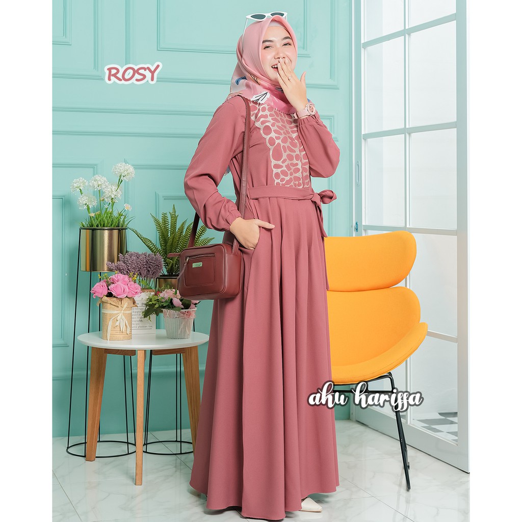 Dress Wanita Busui Motif Gamis Terbaru Ukuran Jumbo Daster  Terkeni dan Termurah Erina Dress Bordir