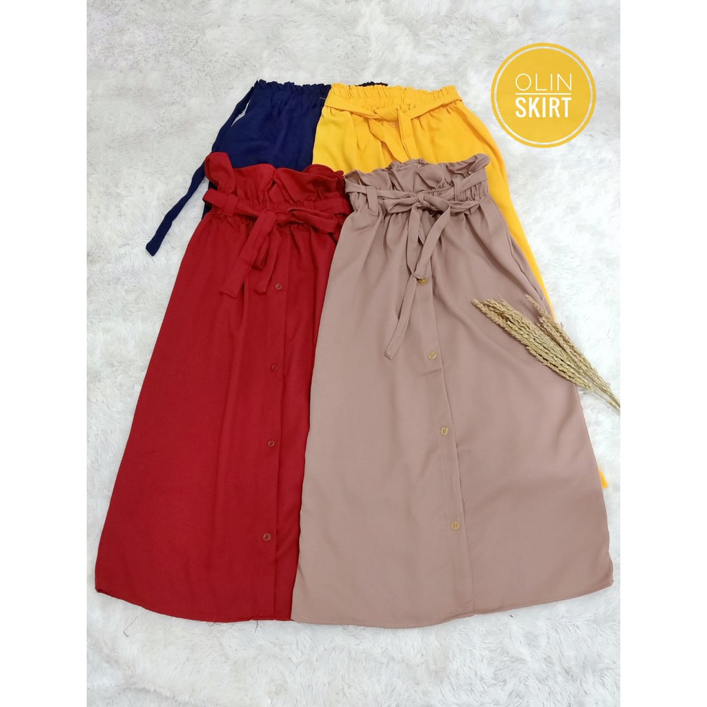 CUCI GUDANG!! OLIN SKIRT / ROK VINCA PREMIUM/ rok mosscrepe tali OLIN PREMIUM WANITA TERMURAH