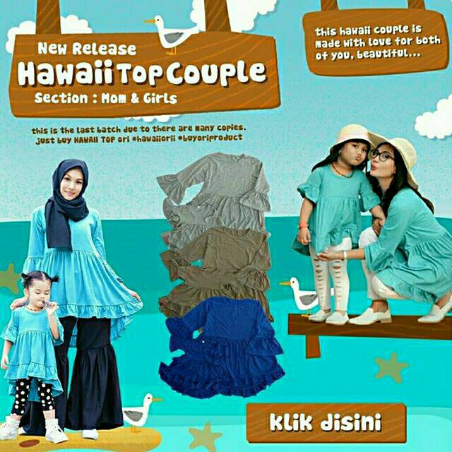 HAWAII TOP COUPLE  MOM GIRLS BAJU  COUPLE  IBU  DAN  