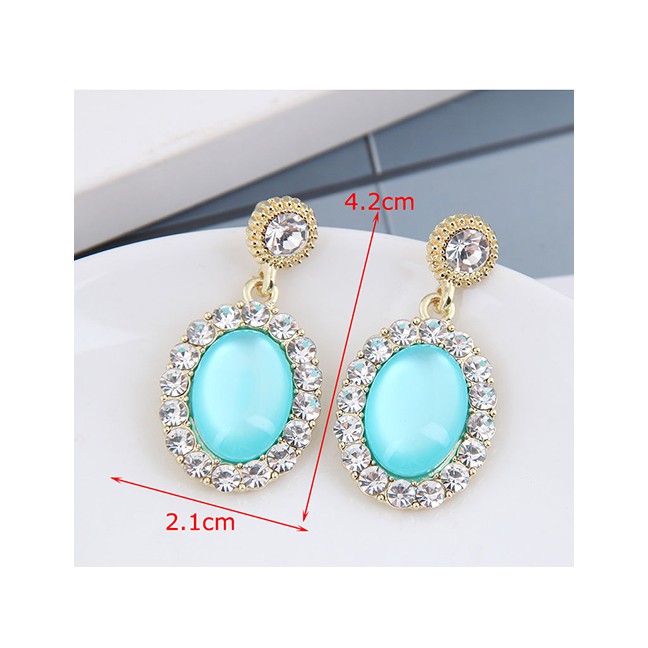 LRC Anting Tusuk Fashion Purple Geometric Stud Earrings With Imitation Opals And Diamonds A61787