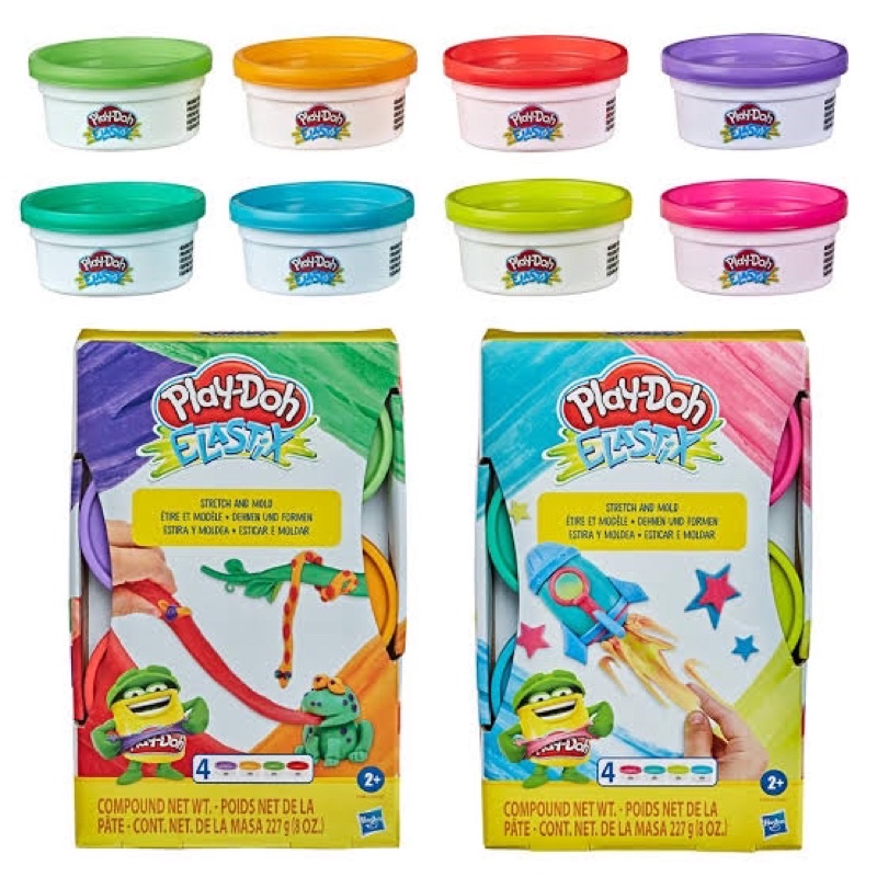PLAYDOH ELASTIX STRETCH AND MOLD COMPOUND PLANE BLUE FROG GREEN MAINAN SLIME ANAK PLAY DOH