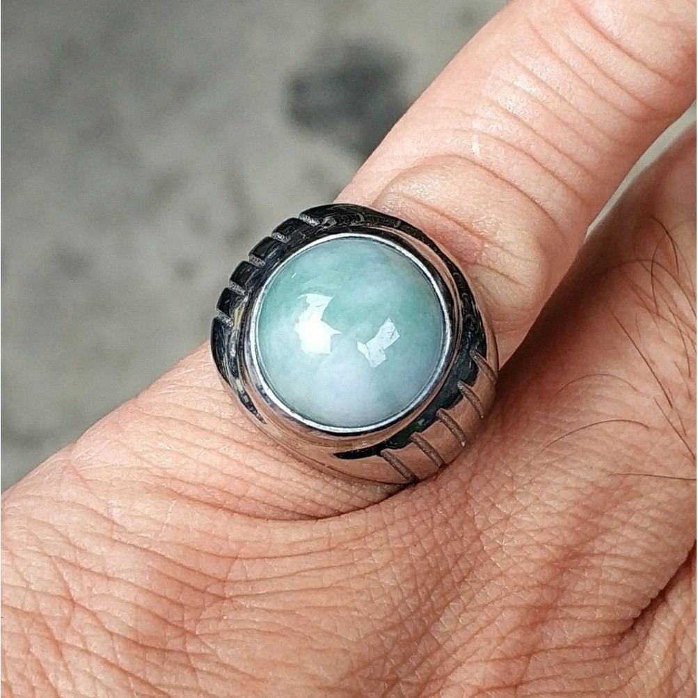 CINCIN BATU AKIK PERMATA NATURAL GIOK BURMA NATURAL JADEITE JADE TYPE A MINIMALIS