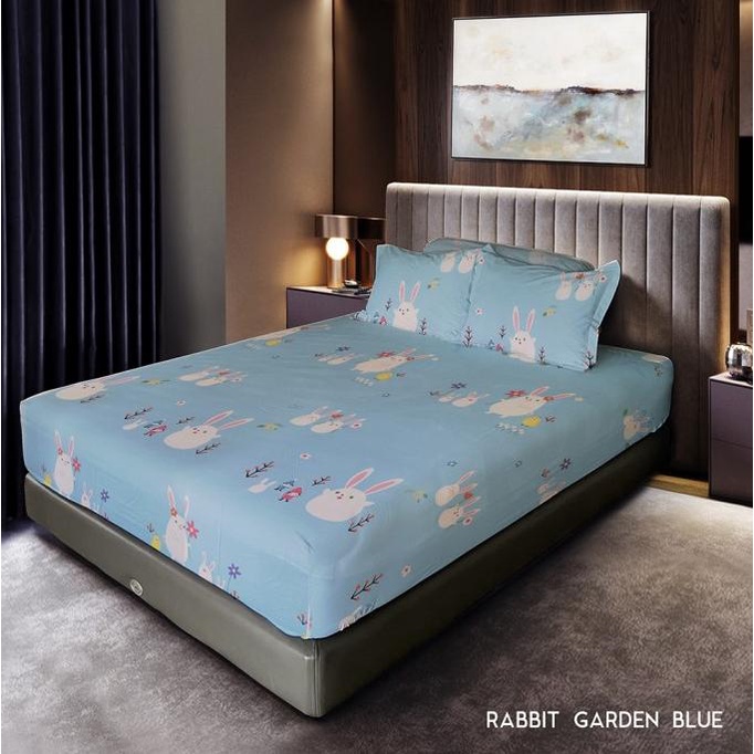 Celina by King Rabbit 100% Cotton Silk Sprei 100x200 cm - Rabbit Blue -