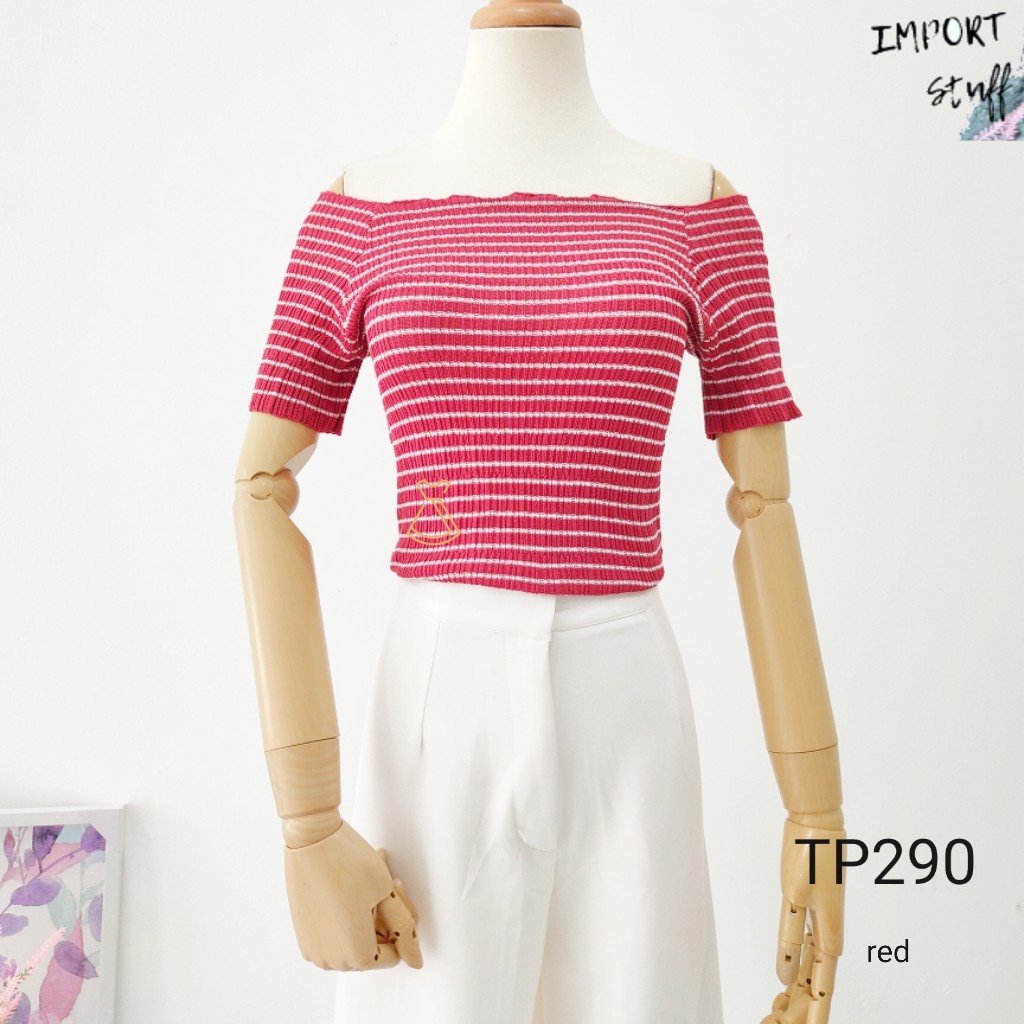 TP290 -  BAJU WANITA CROP TOP SALUR KOREA IMPORT MURAH