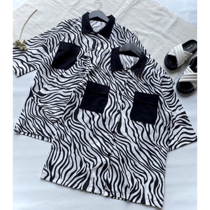 KEMEJA ZEBRA SHIRT / KEMEJA KOMBINASI WANITA MURAH