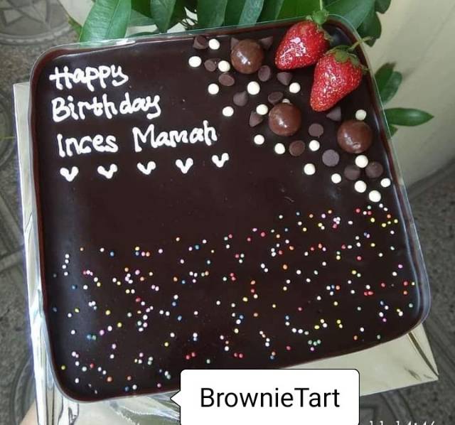 Brownies Ulang Tahun Coklat Ganache / BrownieTart / Kue Ulang Tahun / Kue Ultah