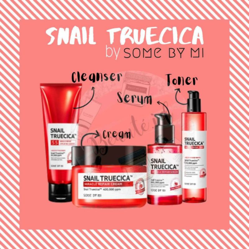 Some By Mi Snail Truecica Miracle Repair Serum Toner Cream Cleanser Skincare