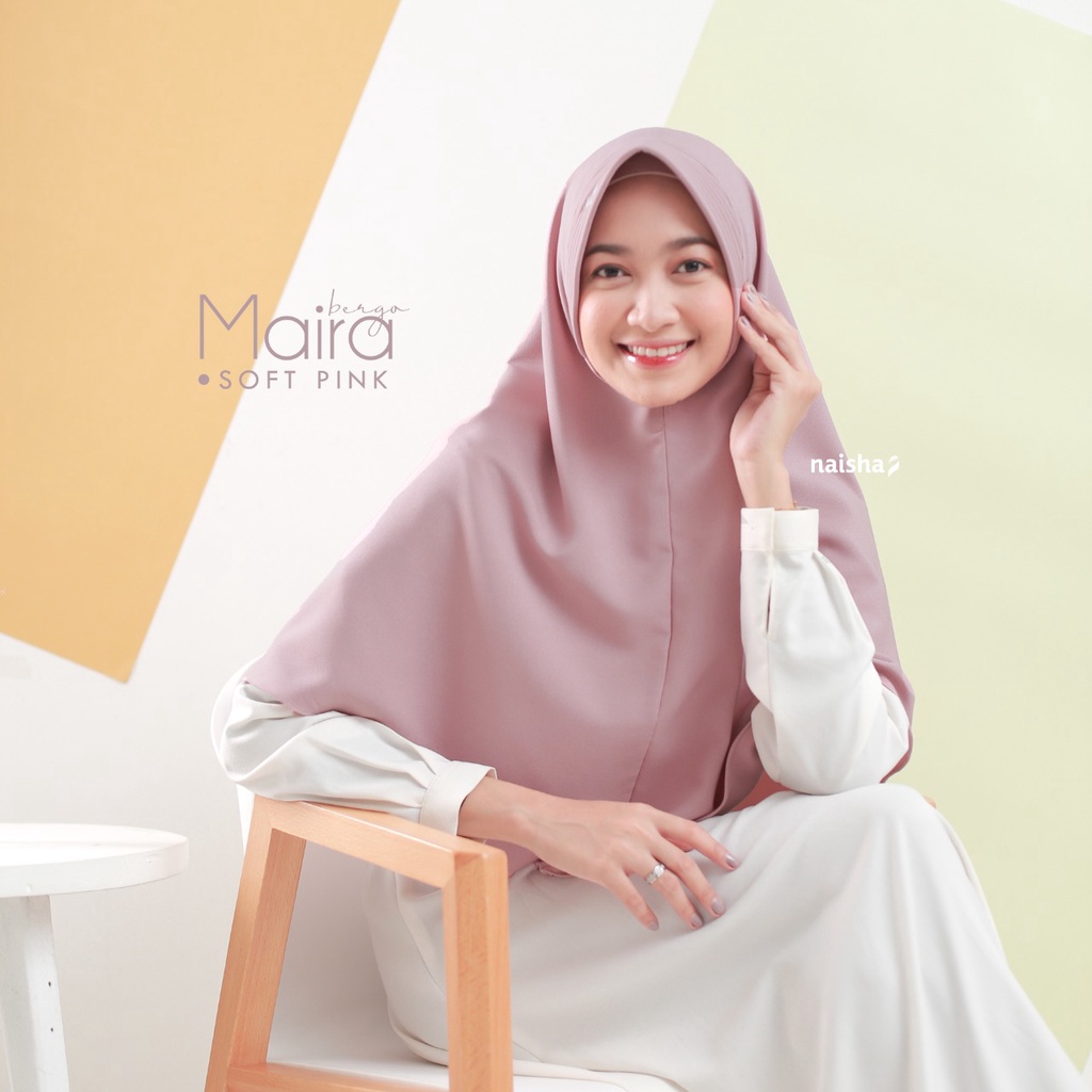 Naisha Official - Maira Bergo Pad Syar'i Instan Daily Khimar Muslimah-Soft Pink