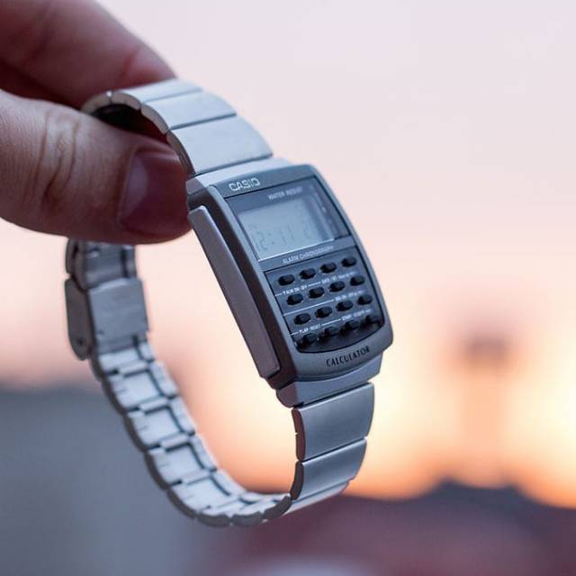 Jam tangan pria Casio calculator stainless steel original