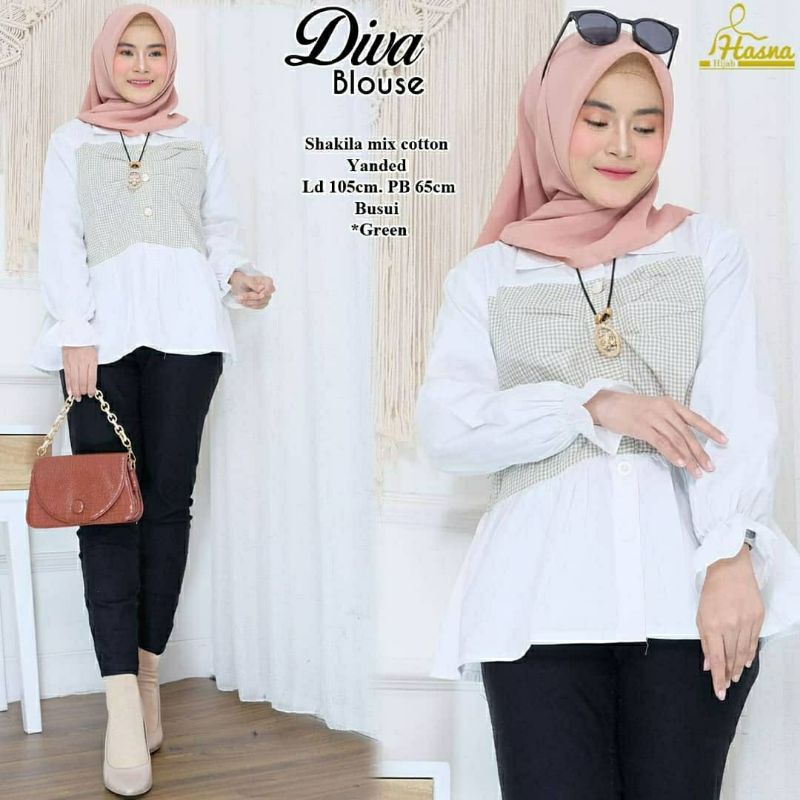 Diva Blouse, BLOUSE/KEMAJA WANITA CANTIK FIT XL BAHAN SHAKILA MIX KATUN YANDED LD 104 TERMURAH