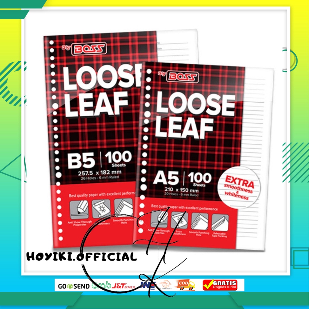 

Loose Leaf Isi Kertas File Binder Big Boss Buku Garis A5 B5