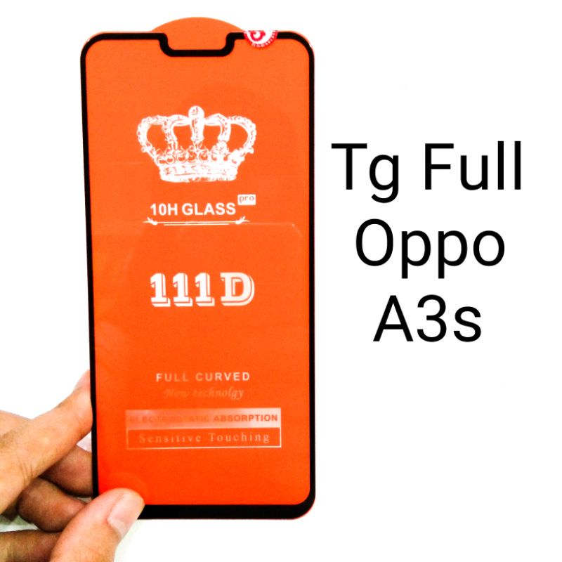 CIE Tempered Glass Full Kaca Oppo A3s Anti Gores Pinggiran Hitam