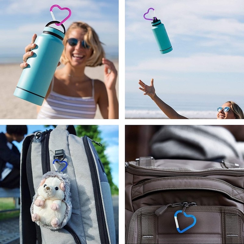 1 Pc Carabiner Bentuk Hati Bahan Aluminum Alloy Multifungsi Untuk Climbing