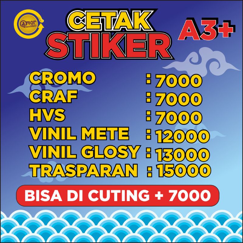 

cetak setiker size A3 + dan cuting