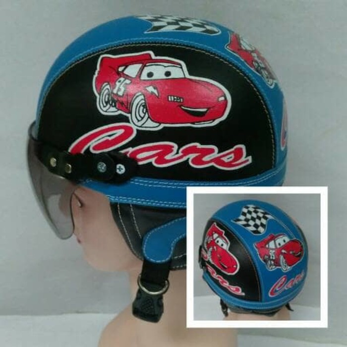 Helm Anak Karakte Cars Hitam Biru