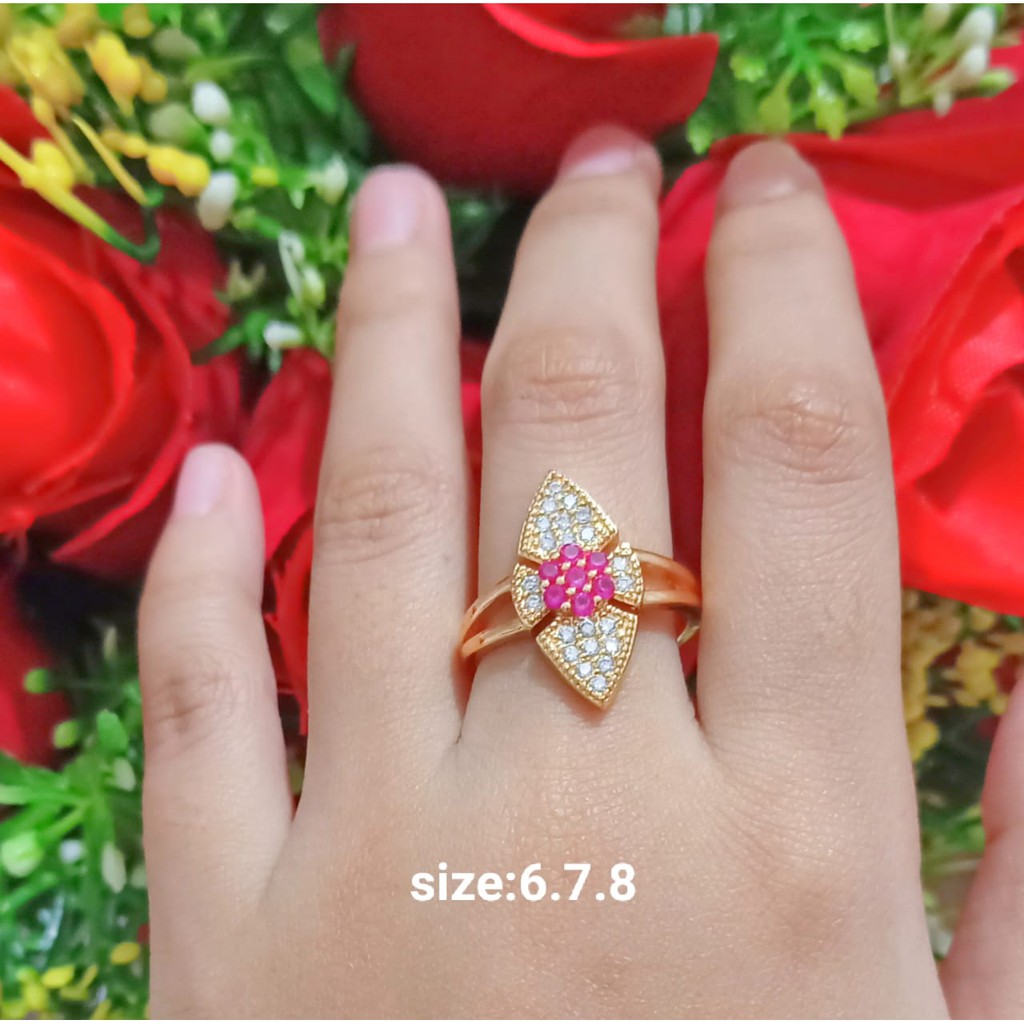 Cincin Dewasa Permata Zircon Gold Perhiasan Wanita Modern (COD)