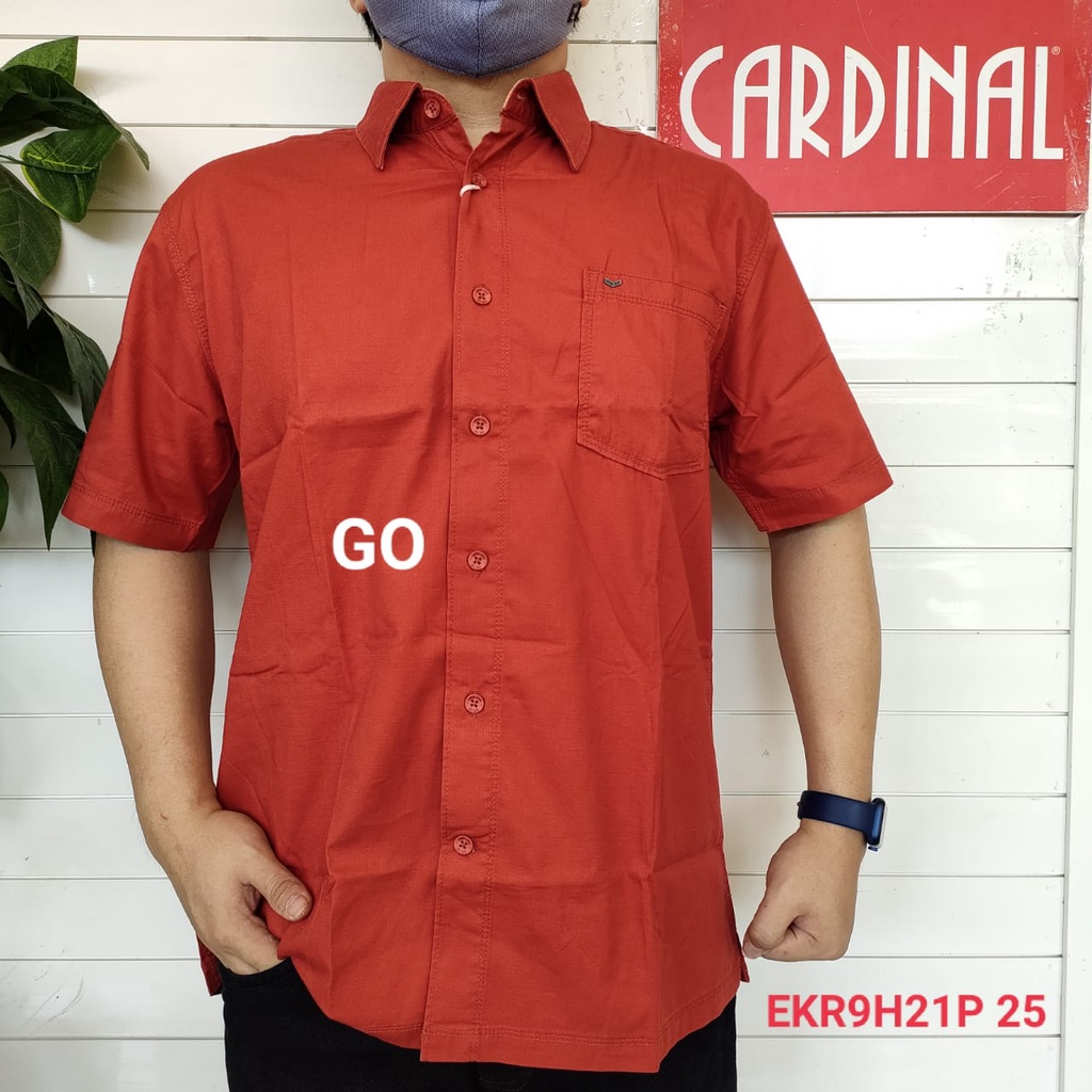 gof CARDINAL KEMEJA CASUAL Pakaian Atasan Pria Kemeja Reguler Hem Polos Original Lengan Pendek