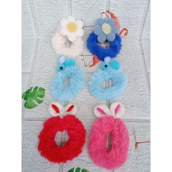 KUNCIRAN BULU/BUNNY/BUNGA/RABIT SATUAN WARNA RANDOM