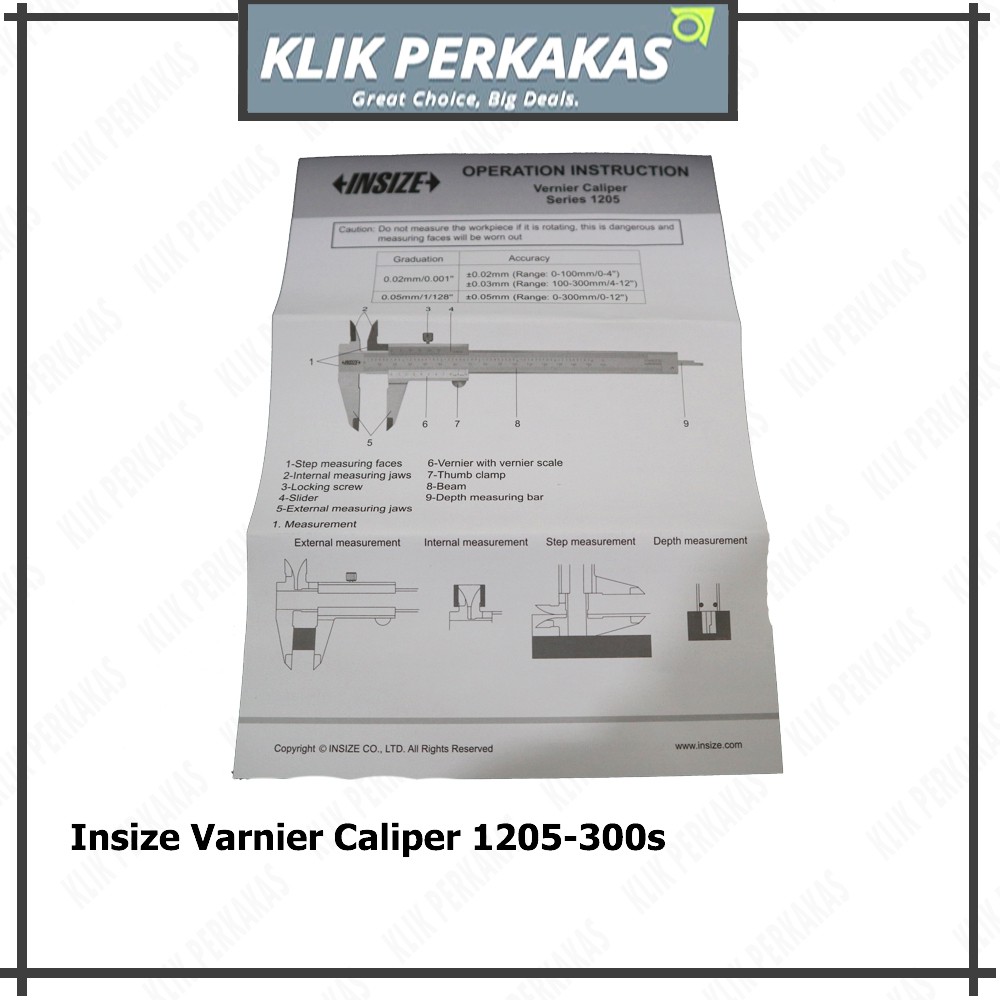 Caliper / Jangka Sorong / Sigmat Manual INSIZE 12&quot; (300mm) 1205-300S