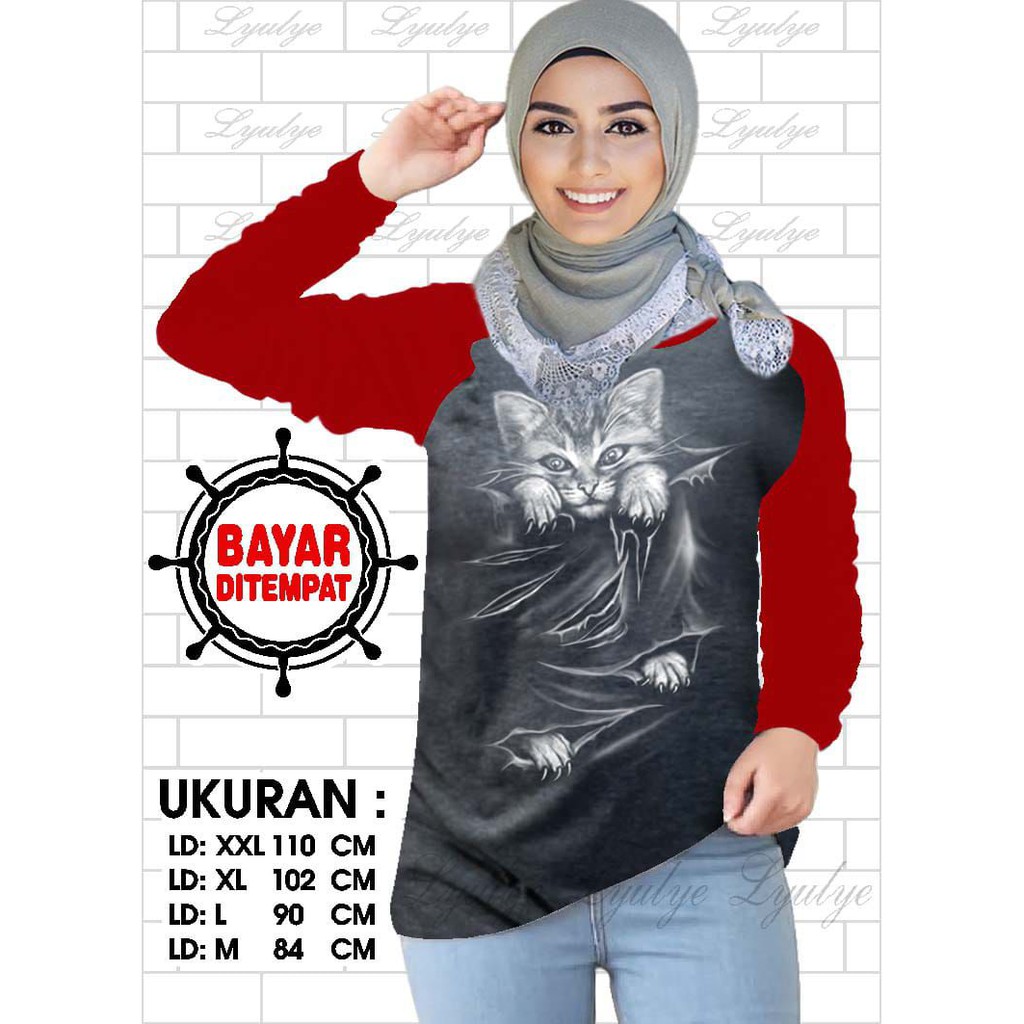 Kaos Raglan (K.SOBEK)/Kaos Wanita Lengan Panjang/ Kaos Wanita/ Kaos Cewek/ Kaos Oblong/Misty