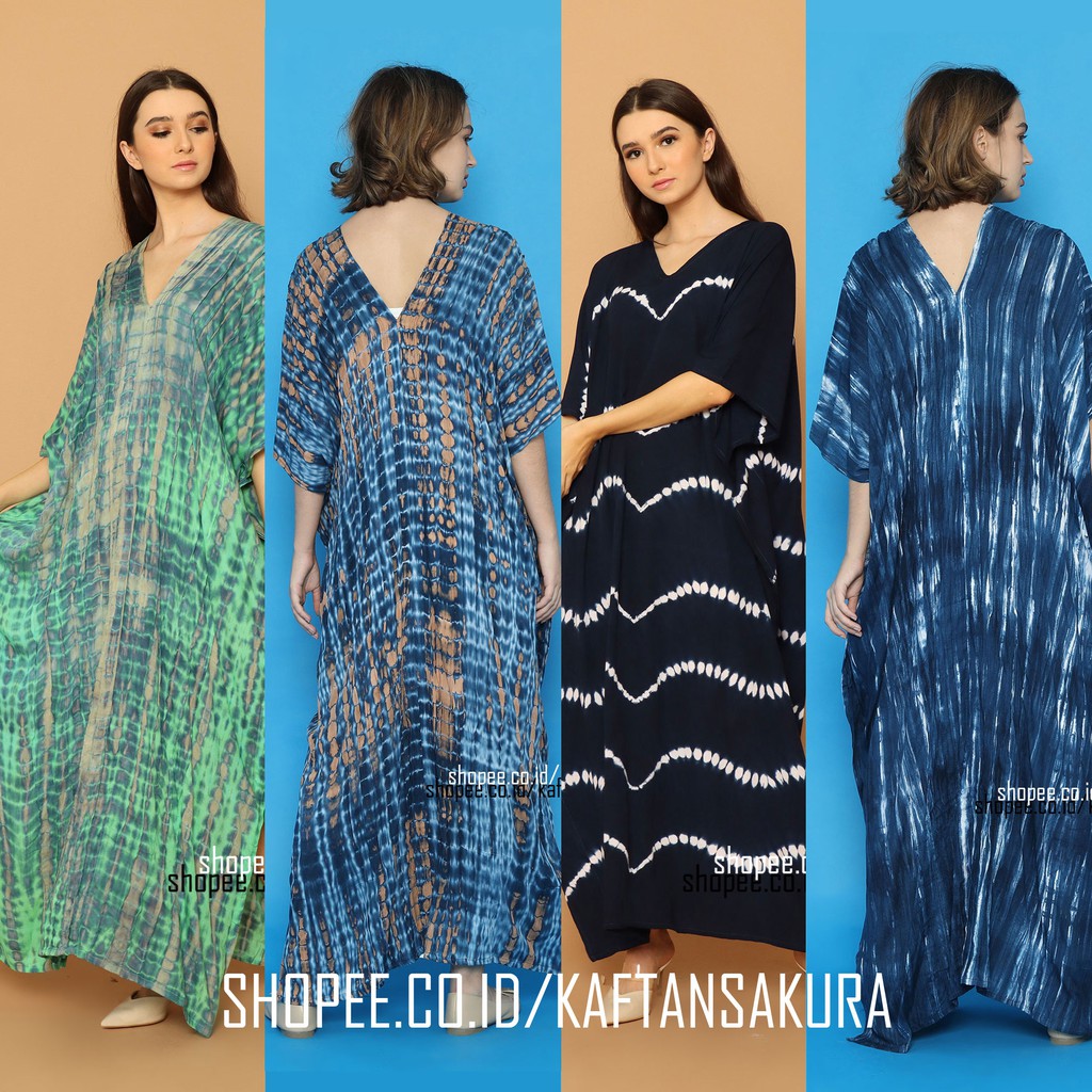 KAFTAN TIE DYE WARNA HIJAU MUDA BAHAN PREMIUM ASLI ORIGINAL BALI LEBARAN TERBARU BY KAFTAN SAKURA