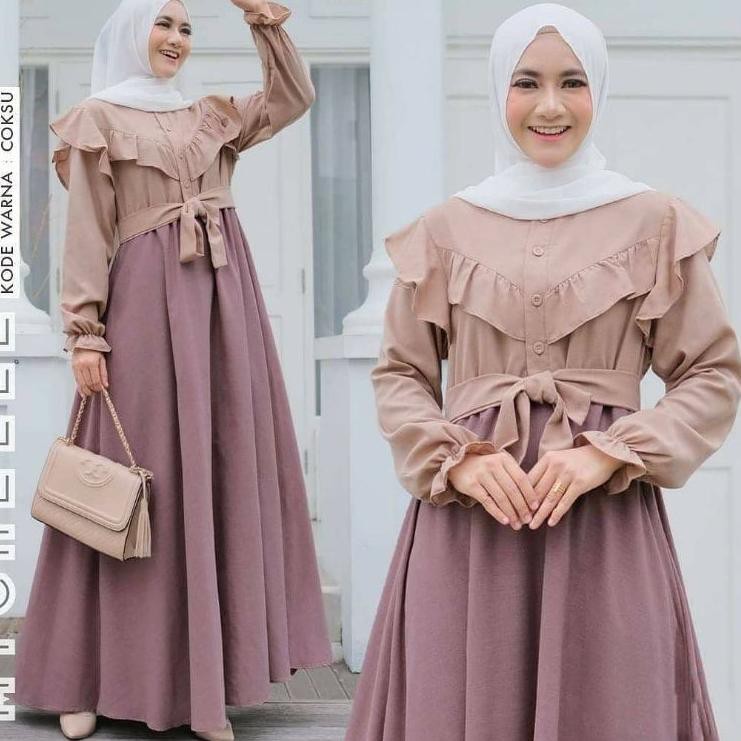 SHOPEE MALL Baju Gamis Wanita Syar'i Muslim Dewasa Gamis Wanita Mechelle Dres Sultan Modis Lebaran 2