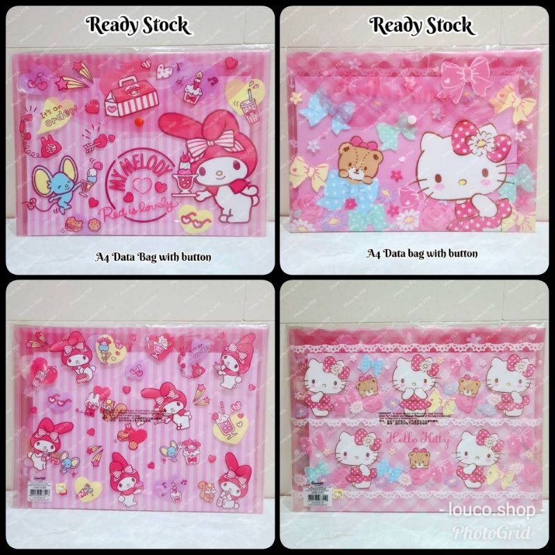 

Data Bag With Button / Map File A4 Kancing Sanrio Karakter Hello Kitty, My Melody