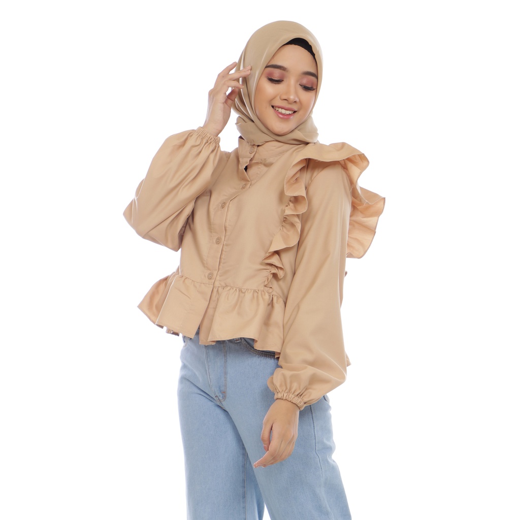 Croptee Ruffle Varisha - Atasan Crop Wanita Bahan Katun Ima