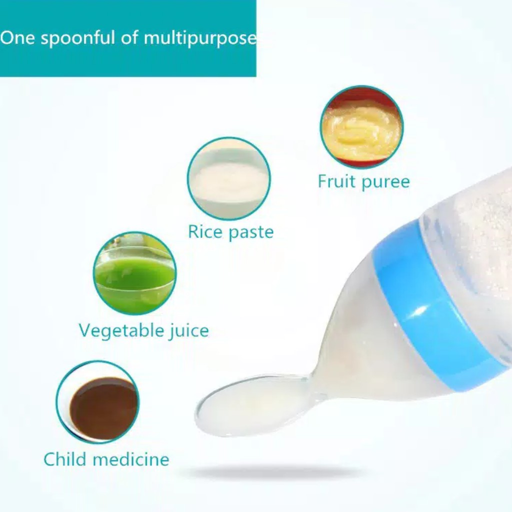 BOTOL SENDOK BUBUR NASI TIM MPASI ANAK BAYI SUAP PENCET BOTOL REMAS SILIKON SILICONE