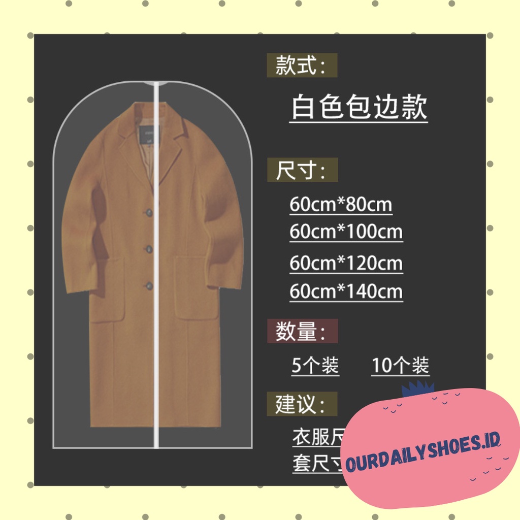 ★ODS★STORAGE BAG AC35 GANTUNGAN BAJU PlASTIK Jas &amp; Kemeja dengan Resleting dan Non resleting
